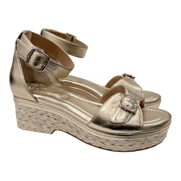 Vince Camuto Adjustable Wedge Sandals - Meterry Gold size 7.5 M - Picture 12 of 14